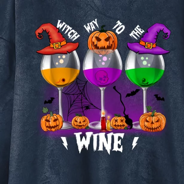 Witch Way To The Wine Halloween Funny Cute Gift Hooded Wearable Blanket