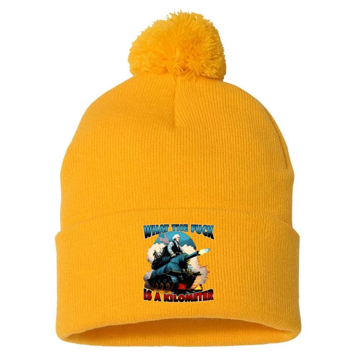 WTF What The Fuck Is A Kilometer George Washington Funny Pom Pom 12in Knit Beanie