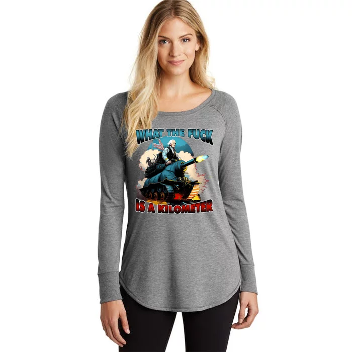 WTF What The Fuck Is A Kilometer George Washington Funny Women's Perfect Tri Tunic Long Sleeve Shirt