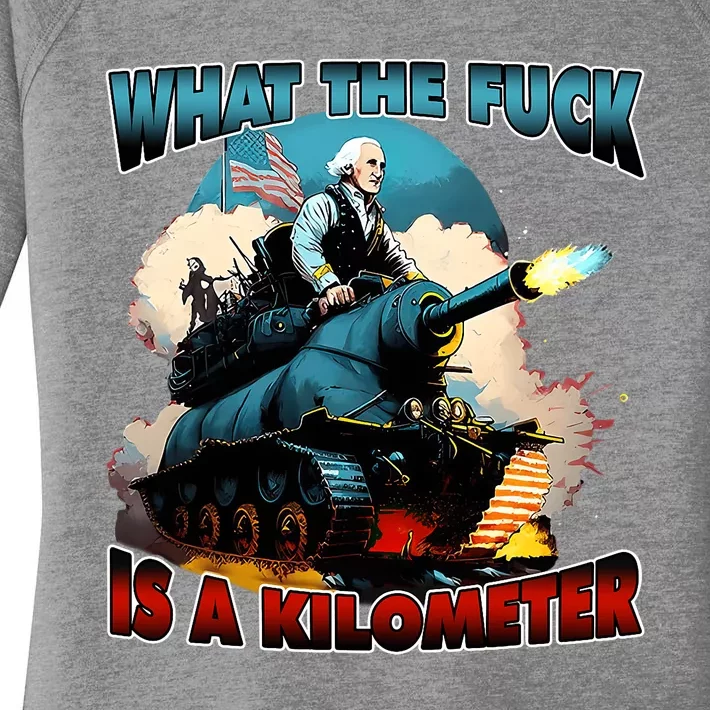 WTF What The Fuck Is A Kilometer George Washington Funny Women's Perfect Tri Tunic Long Sleeve Shirt