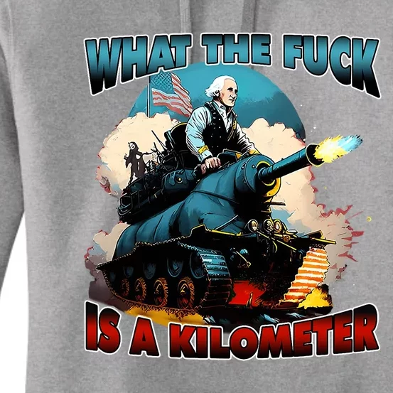 WTF What The Fuck Is A Kilometer George Washington Funny Women's Pullover Hoodie