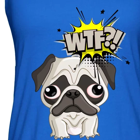 Wtf (Wheres The Food?) Cute Pug Dog Graphic Gift Ladies Essential Flowy Tank