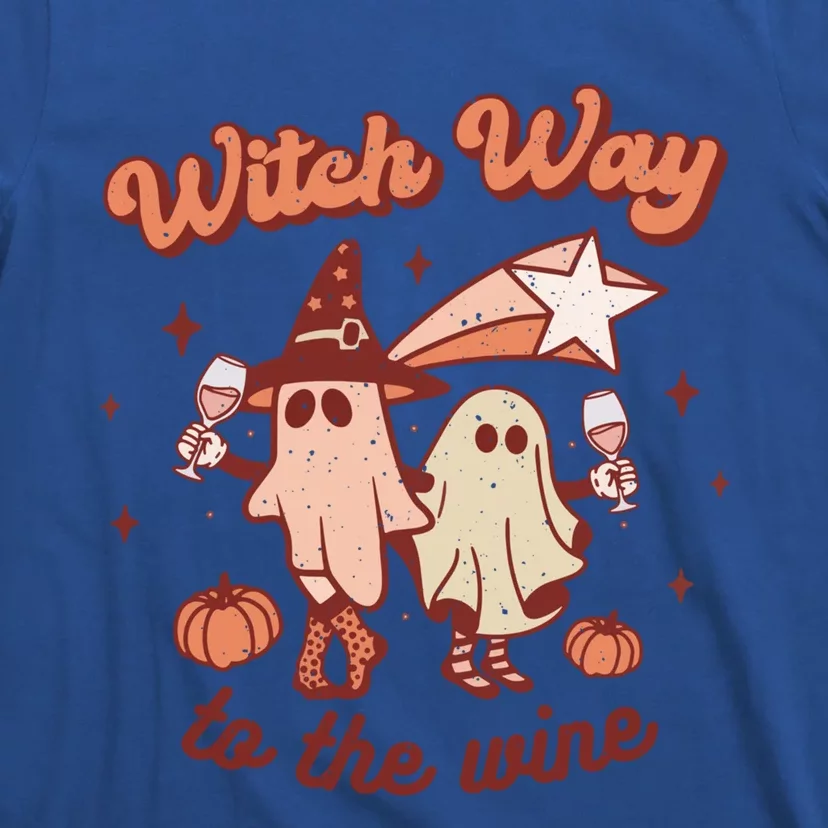 Witch Way To The Wine Halloween Retro Groovy Ghost Party Great Gift T-Shirt