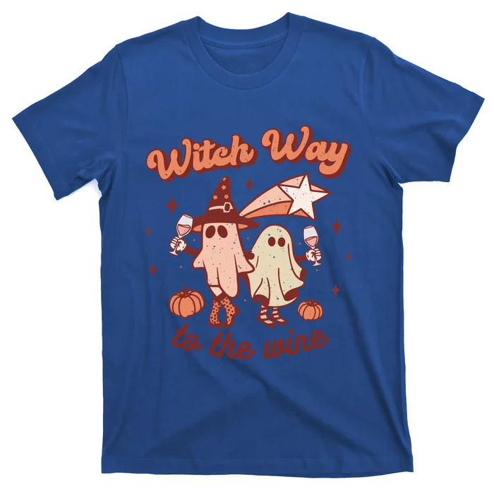 Witch Way To The Wine Halloween Retro Groovy Ghost Party Great Gift T-Shirt