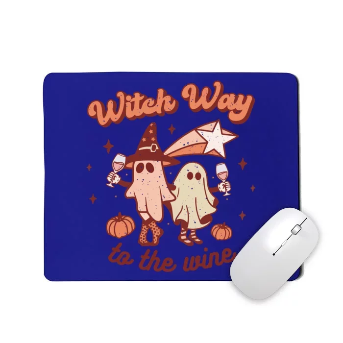 Witch Way To The Wine Halloween Retro Groovy Ghost Party Great Gift Mousepad