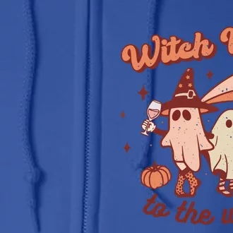 Witch Way To The Wine Halloween Retro Groovy Ghost Party Great Gift Full Zip Hoodie