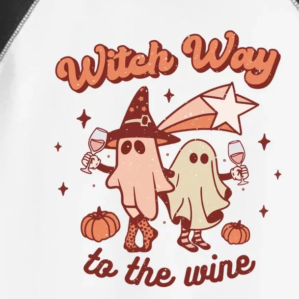 Witch Way To The Wine Halloween Retro Groovy Ghost Party Great Gift Toddler Fine Jersey T-Shirt