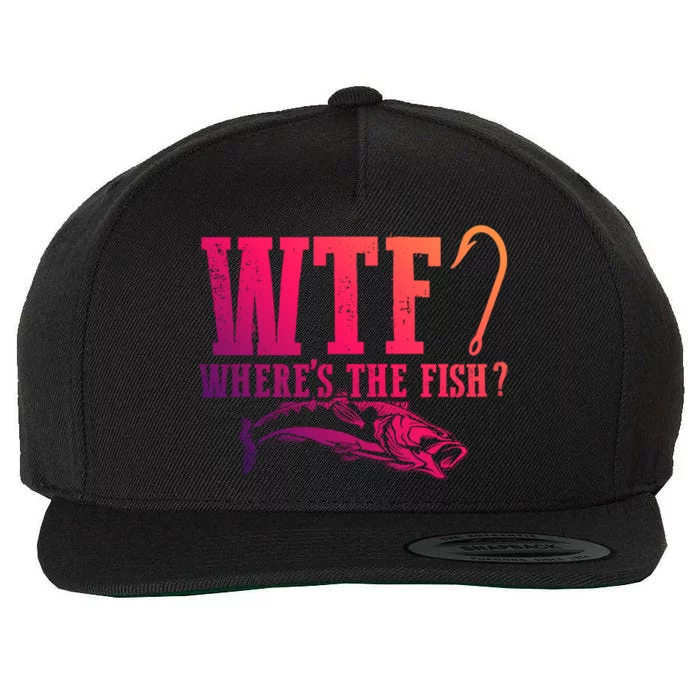 Wtf Wheres The Fish Fisher Gift Wool Snapback Cap