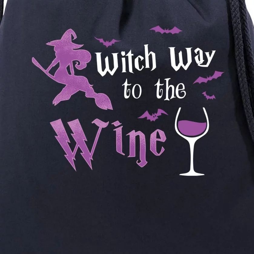 Witch Way To The Wine Halloween Witch S Ing Costume Cool Gift Drawstring Bag