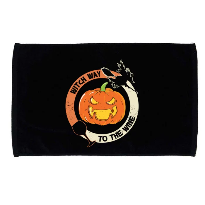 Witch Way To The Wine Halloween Gift Funny Pumpkin Gift Microfiber Hand Towel