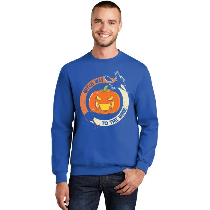 Witch Way To The Wine Halloween Gift Funny Pumpkin Gift Tall Sweatshirt