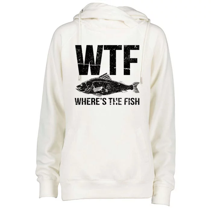 Wtf Wheres The Fish Funny Gift Womens Funnel Neck Pullover Hood