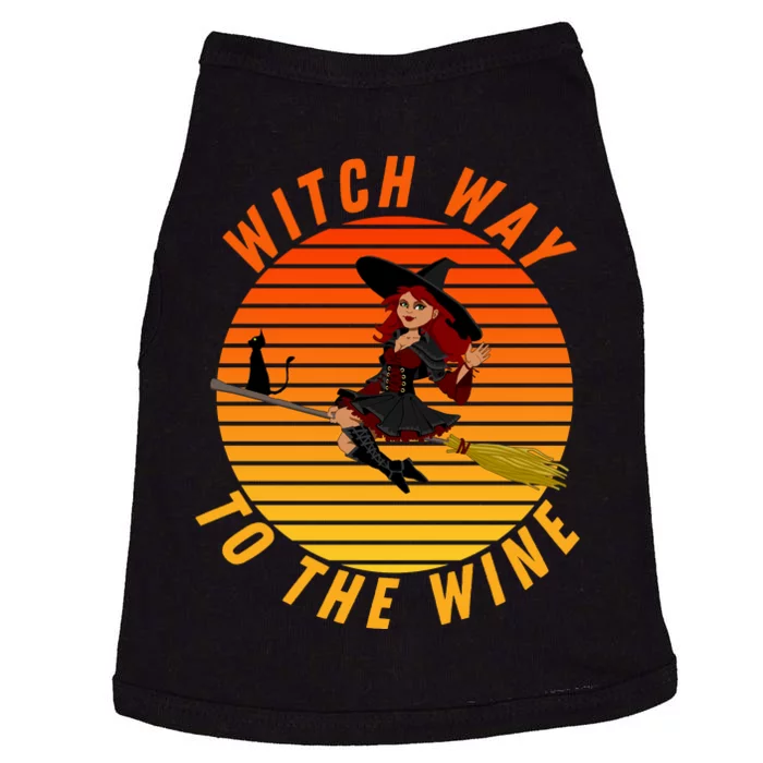 Witch Way To The Wine Halloween Drinking For Wiccan Witches Funny Witch & Wine Doggie Tank