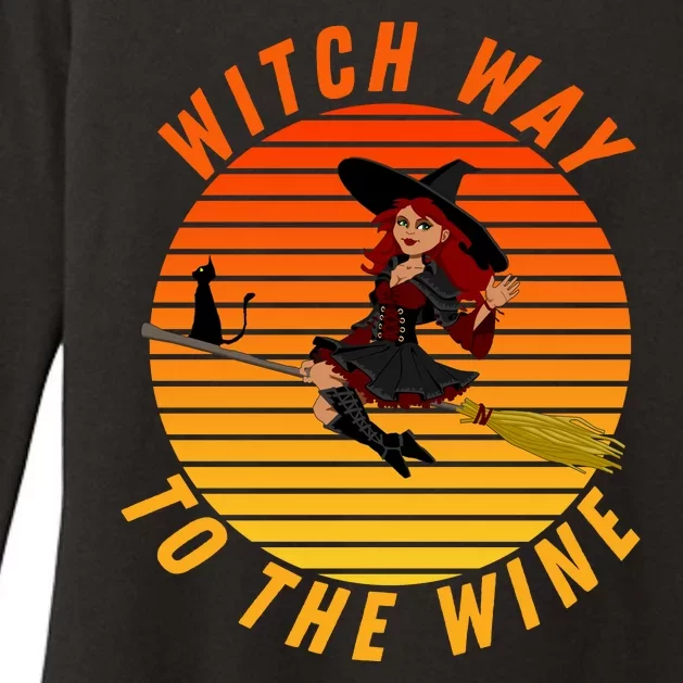 Witch Way To The Wine Halloween Drinking For Wiccan Witches Funny Witch & Wine Womens CVC Long Sleeve Shirt