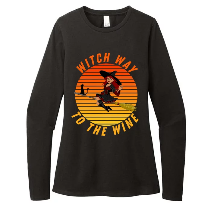 Witch Way To The Wine Halloween Drinking For Wiccan Witches Funny Witch & Wine Womens CVC Long Sleeve Shirt