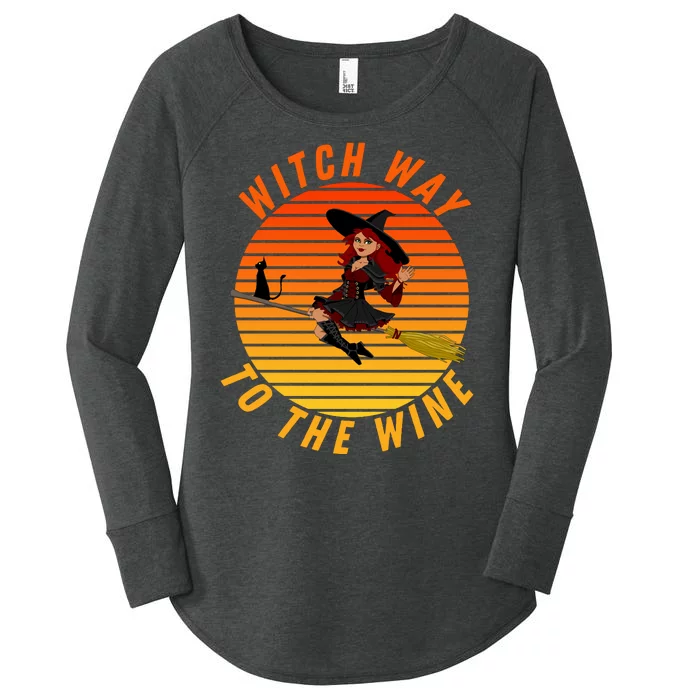 Witch Way To The Wine Halloween Drinking For Wiccan Witches Funny Witch & Wine Women's Perfect Tri Tunic Long Sleeve Shirt