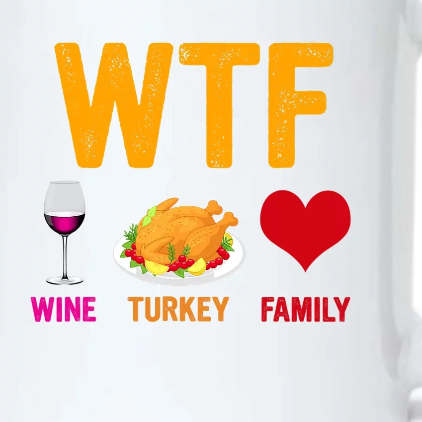 WTF Wine Turkey Family Shirt Funny Thanksgiving Day Black Color Changing Mug