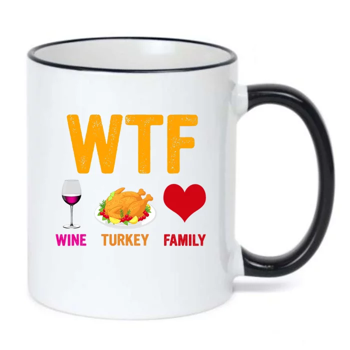 WTF Wine Turkey Family Shirt Funny Thanksgiving Day Black Color Changing Mug