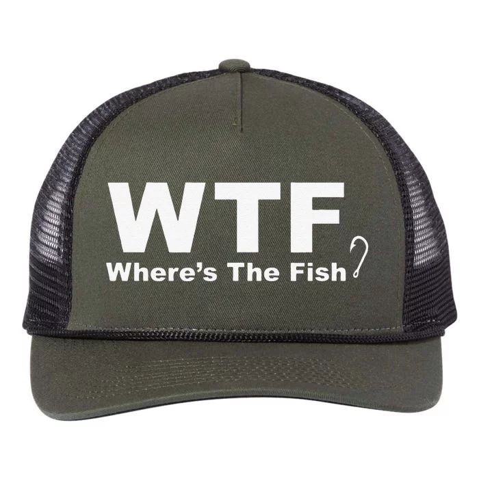 WTF Wheres The Fish Funny Fishing Retro Rope Trucker Hat Cap