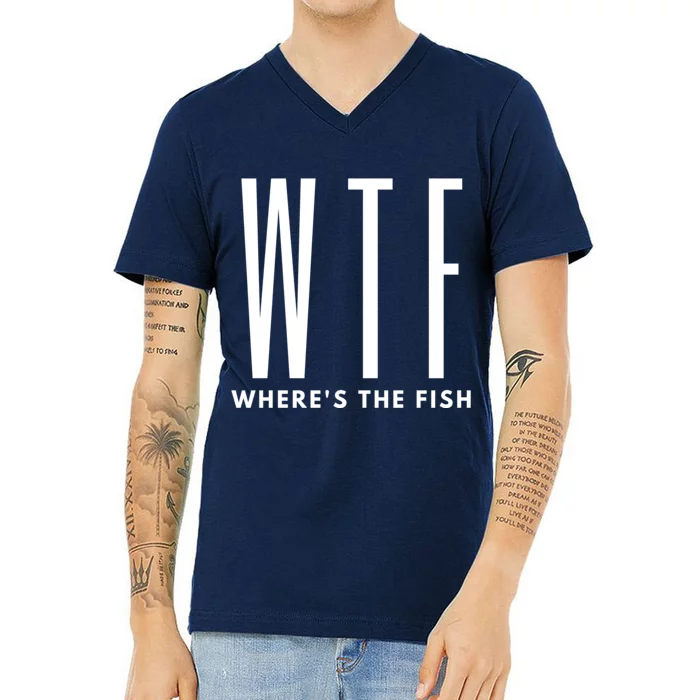 WTF Where's The Fish V-Neck T-Shirt