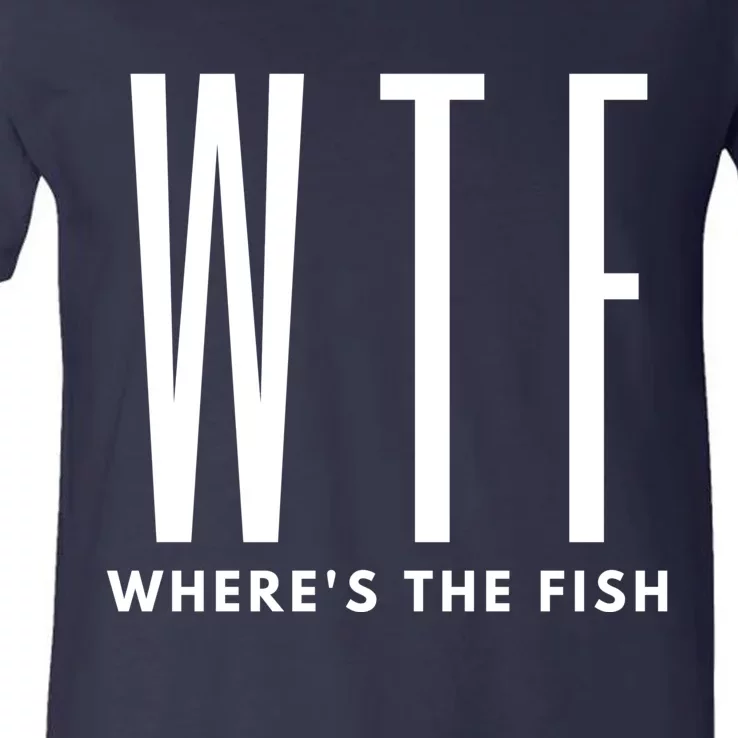 WTF Where's The Fish V-Neck T-Shirt