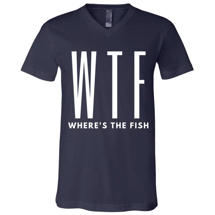 WTF Where's The Fish V-Neck T-Shirt