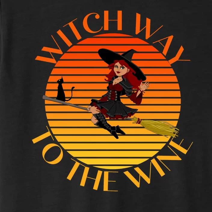 Witch Way To The Wine Funny Witch & Wine Halloween Drinking For Wiccan Witches ChromaSoft Performance T-Shirt