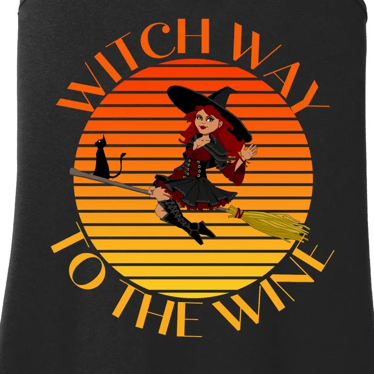 Witch Way To The Wine Funny Witch & Wine Halloween Drinking For Wiccan Witches Ladies Essential Tank