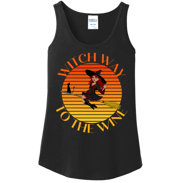 Witch Way To The Wine Funny Witch & Wine Halloween Drinking For Wiccan Witches Ladies Essential Tank