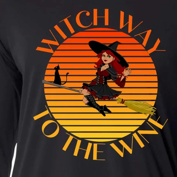 Witch Way To The Wine Funny Witch & Wine Halloween Drinking For Wiccan Witches Cooling Performance Long Sleeve Crew