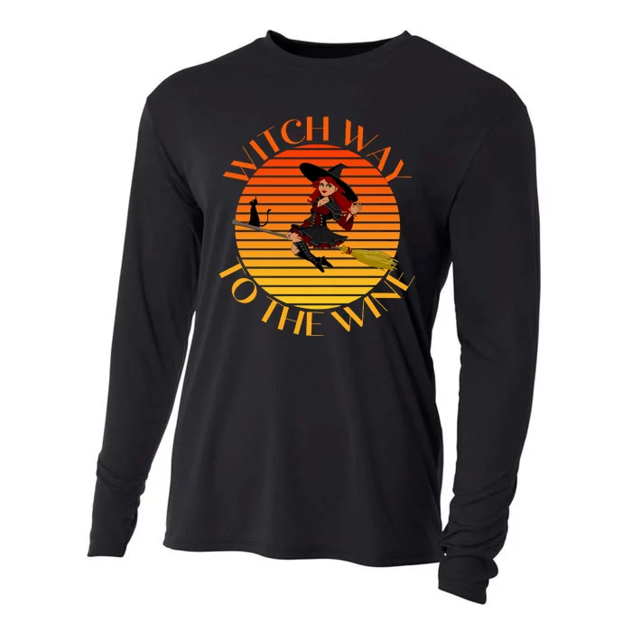 Witch Way To The Wine Funny Witch & Wine Halloween Drinking For Wiccan Witches Cooling Performance Long Sleeve Crew