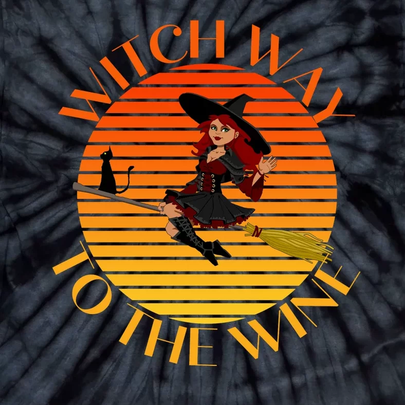 Witch Way To The Wine Funny Witch & Wine Halloween Drinking For Wiccan Witches Tie-Dye T-Shirt