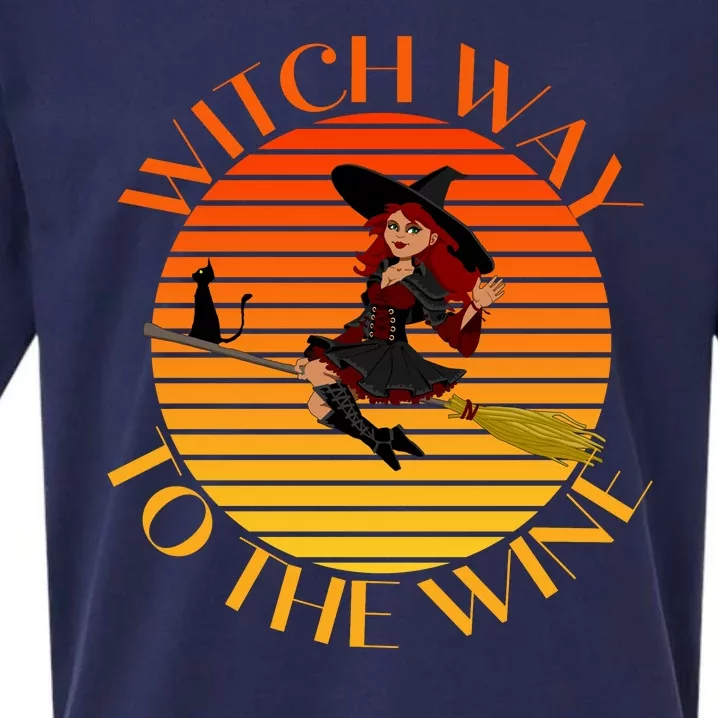 Witch Way To The Wine Funny Witch & Wine Halloween Drinking For Wiccan Witches Sueded Cloud Jersey T-Shirt