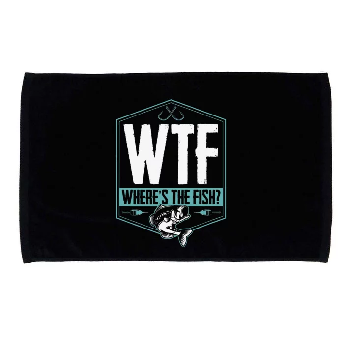 WTF Wheres The Fish Funny Fishing Joke Hook Lure Bass Microfiber Hand Towel