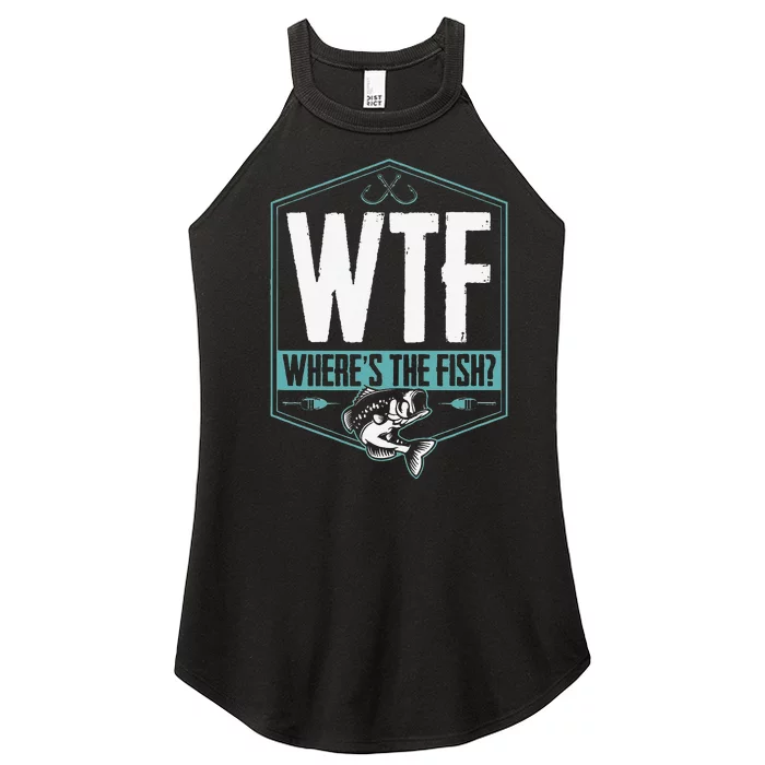 WTF Wheres The Fish Funny Fishing Joke Hook Lure Bass Women’s Perfect Tri Rocker Tank