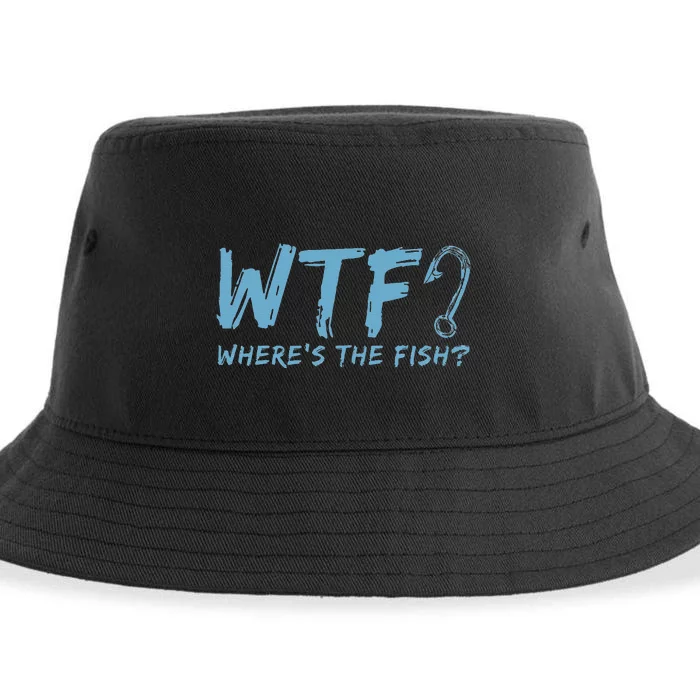 WTF Wheres The Fish Gift Funny Fishing Quote Fishing Sustainable Bucket Hat