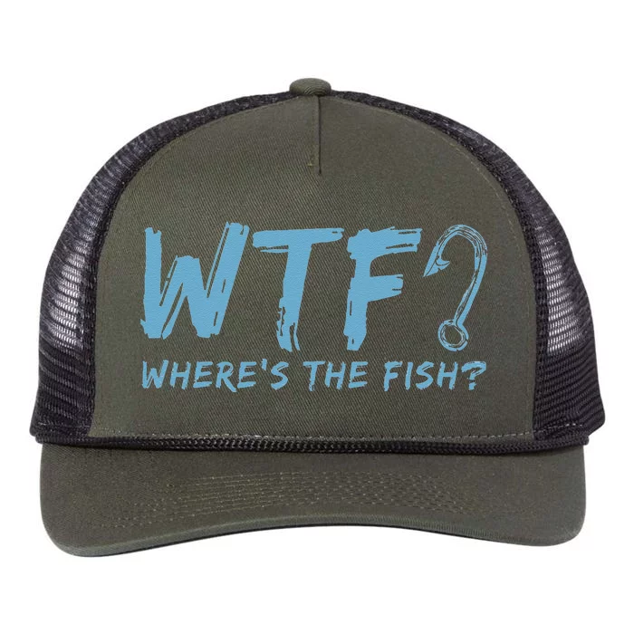 WTF Wheres The Fish Gift Funny Fishing Quote Fishing Retro Rope Trucker Hat Cap