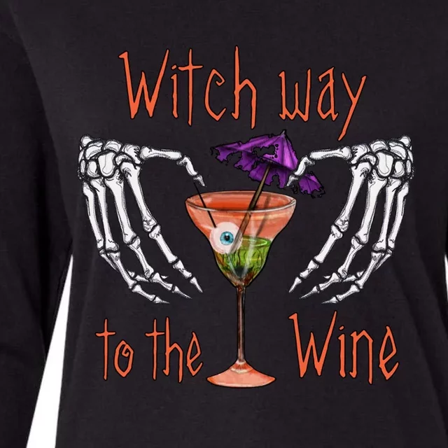 Witch Way To The Wine Gift Funny Halloween Wine Glasses Great Gift Womens Cotton Relaxed Long Sleeve T-Shirt