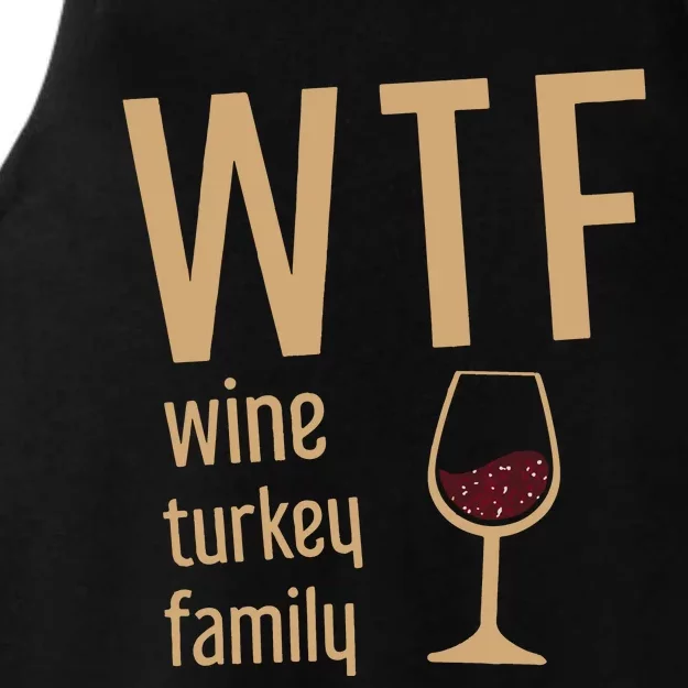 Wtf Wine Turkey Family Thanksgiving Fall Ladies Tri-Blend Wicking Tank