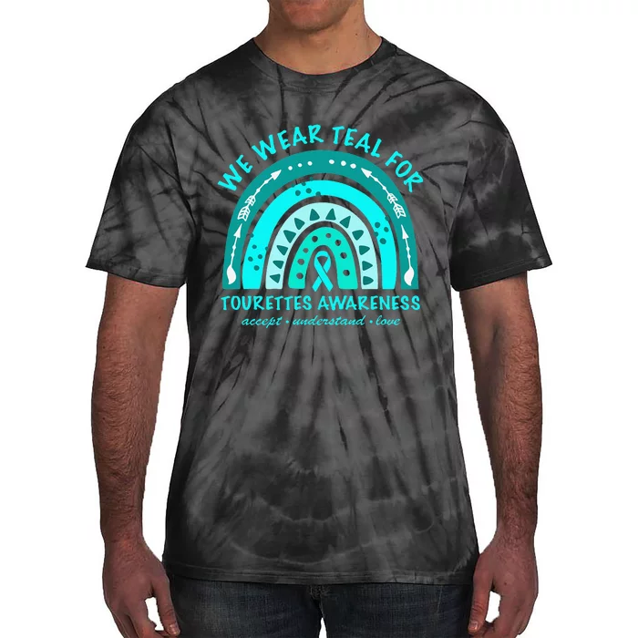 We Wear Teal Tourette Syndrome Awareness Rainbow In June Tie-Dye T-Shirt