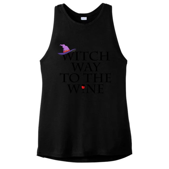 Witch Way To The Wine Funny Gift Funny Halloween Witch Wine Gift Meaningful Gift Ladies Tri-Blend Wicking Tank