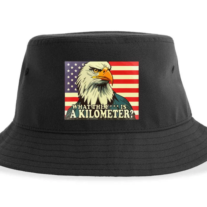 WTF What The Fuck Is A Kilometer George Washington July 4th Sustainable Bucket Hat