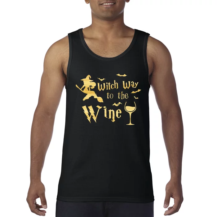 Witch Way To The Wine Funny Halloween Wine Lover Women Tank Top