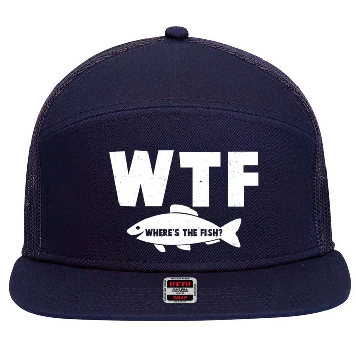 WTF Where's The Fish Fishing Fan 7 Panel Mesh Trucker Snapback Hat