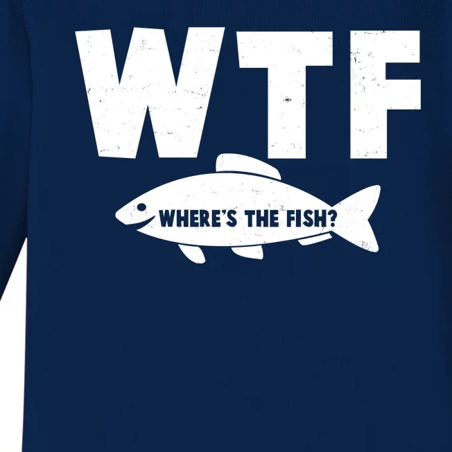 WTF Where's The Fish Fishing Fan Baby Long Sleeve Bodysuit