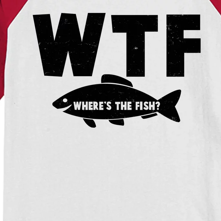 WTF Where's The Fish Fishing Fan Kids Colorblock Raglan Jersey