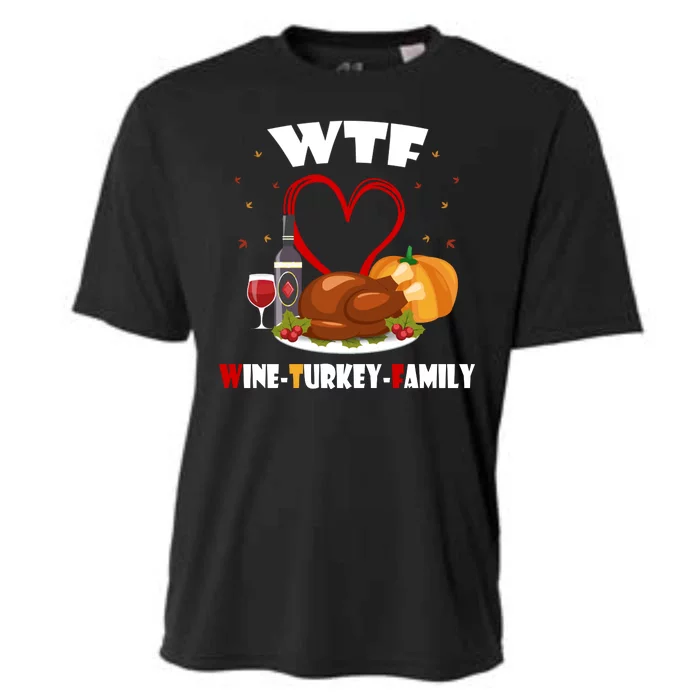 WTF Wine Turkey Family Thanksgiving Cooling Performance Crew T-Shirt