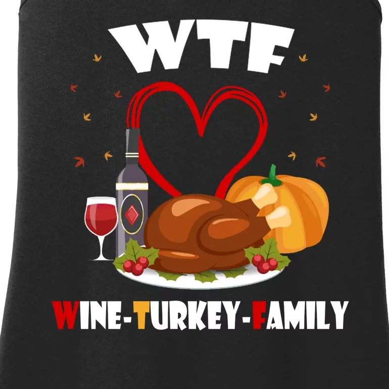 WTF Wine Turkey Family Thanksgiving Ladies Essential Tank