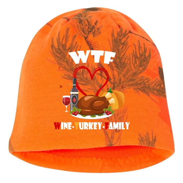 WTF Wine Turkey Family Thanksgiving Kati - Camo Knit Beanie