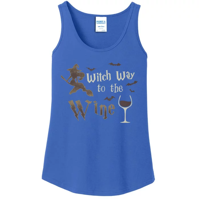 Witch Way To The Wine Vintage Halloween Wine Lover Gift Ladies Essential Tank